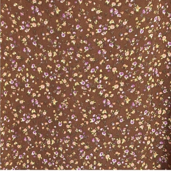 NWT Stitch Pine Floral Midi Dress Medium Brown Milkmaid Peasant Stretch Prairie - Picture 7 of 14